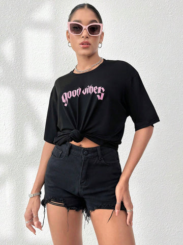 Letter Graphic Drop Shoulder Tee Letter Graphic Drop Shoulder Tee