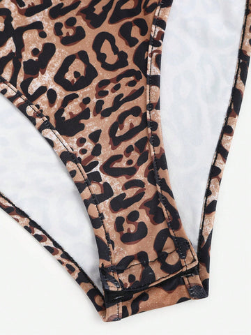 Women's Sexy Leopard Print Turtleneck Long Sleeve Bodysuit Women's Sexy Leopard Print Turtleneck Long Sleeve Bodysuit