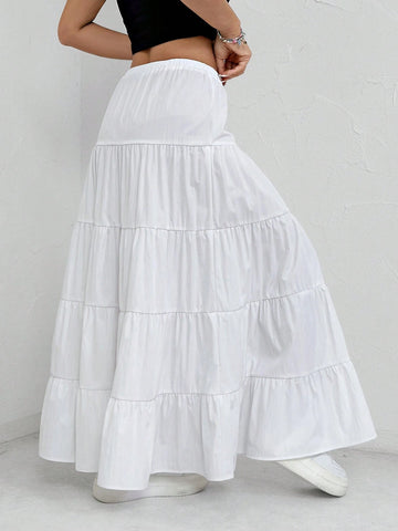 MOOSTA Women's Solid Color Umbrella Skirt With High Waist, Mid-Length Maxi Women Outfit MOOSTA Women's Solid Color Umbrella Skirt With High Waist, Mid-Length Maxi Women Outfit