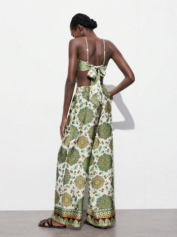 Vintage Floral Printed Cami Top And Long Pants Set For Women Vintage Floral Printed Cami Top And Long Pants Set For Women