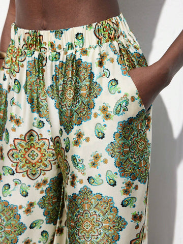 Vintage Floral Printed Cami Top And Long Pants Set For Women Vintage Floral Printed Cami Top And Long Pants Set For Women