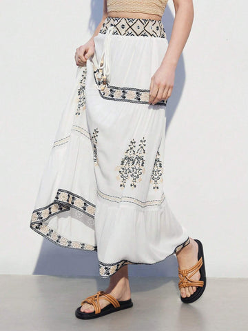 Maija Women Fashionable Bohemian Style Vacation Wind Skirt For Summer Maija Women Fashionable Bohemian Style Vacation Wind Skirt For Summer