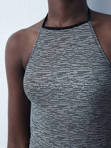 Women's Halter Neck Backless Slim Casual Bodysuit Women's Halter Neck Backless Slim Casual Bodysuit