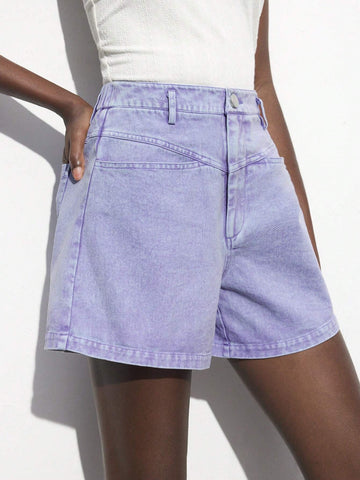 Maija Women's Solid Color Simple Casual Shorts Maija Women's Solid Color Simple Casual Shorts