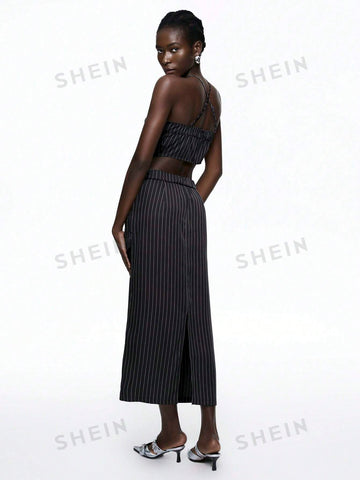 Women's Stripe Pattern Camisole Top And Skirt Set Women's Stripe Pattern Camisole Top And Skirt Set