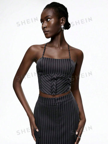 Women's Stripe Pattern Camisole Top And Skirt Set Women's Stripe Pattern Camisole Top And Skirt Set