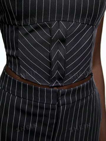 Women's Stripe Pattern Camisole Top And Skirt Set Women's Stripe Pattern Camisole Top And Skirt Set