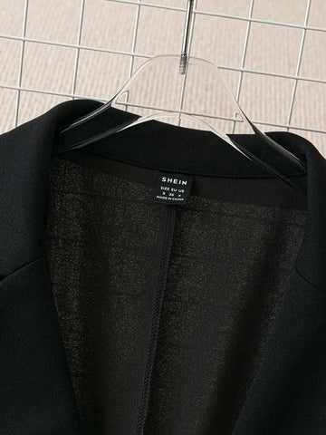 2pcs Women's Solid Color Lapel Collar Long Sleeve Elegant Suit Jacket & Pants Set, Spring Autumn 2pcs Women's Solid Color Lapel Collar Long Sleeve Elegant Suit Jacket & Pants Set, Spring Autumn