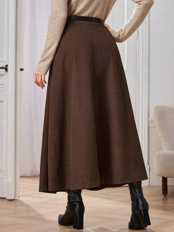 Modely Women's Solid Color Long Casual Skirt, Autumn/Winter Maxi Women Outfit Modely Women's Solid Color Long Casual Skirt, Autumn/Winter Maxi Women Outfit