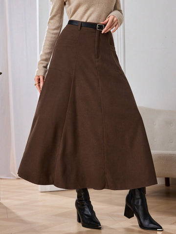 Modely Women's Solid Color Long Casual Skirt, Autumn/Winter Maxi Women Outfit Modely Women's Solid Color Long Casual Skirt, Autumn/Winter Maxi Women Outfit