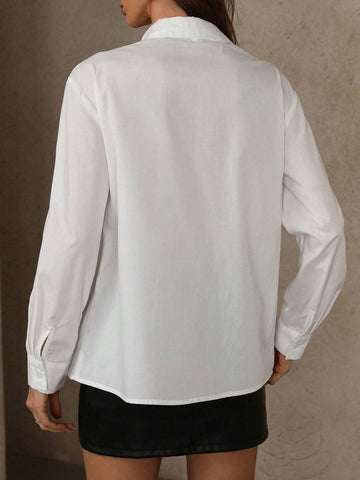 Modichic Casual Angel Wing Beaded Pearl Embellished Long Sleeve Shirt Modichic Casual Angel Wing Beaded Pearl Embellished Long Sleeve Shirt