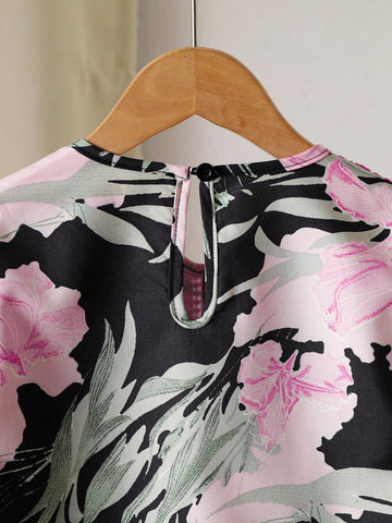 ommy And Me Matching Sets (2pcs Sold Separately)Young Girls Large Floral Print Dress, Suitable For Vacation, Outdoor, And Daily Wear ommy And Me Matching Sets (2pcs Sold Separately)Young Girls Large Floral Print Dress, Suitable For Vacation, Outdoor, And Daily Wear