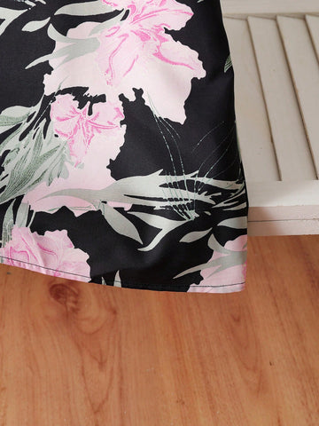 ommy And Me Matching Sets (2pcs Sold Separately)Young Girls Large Floral Print Dress, Suitable For Vacation, Outdoor, And Daily Wear ommy And Me Matching Sets (2pcs Sold Separately)Young Girls Large Floral Print Dress, Suitable For Vacation, Outdoor, And Daily Wear
