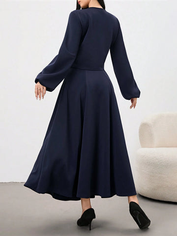 2pcs Urban Casual 3D Floral Print Suit Set For Women, Navy Blue 2pcs Urban Casual 3D Floral Print Suit Set For Women, Navy Blue