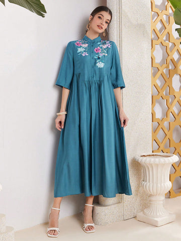 Mulvari Women'S Floral Print Stand Collar Shirt Dress Mulvari Women'S Floral Print Stand Collar Shirt Dress