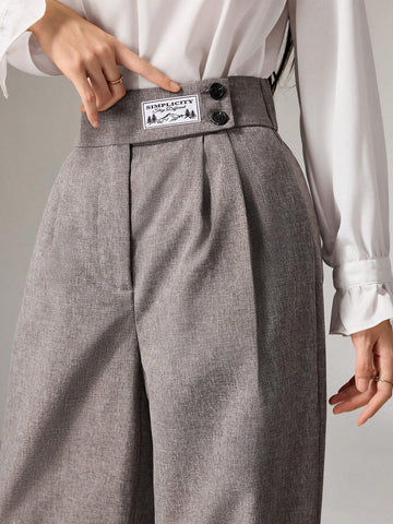 Mulvari Women's Letter Pleated Wide Leg Loose Elegant Pants Mulvari Women's Letter Pleated Wide Leg Loose Elegant Pants