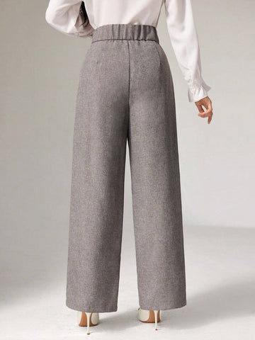 Mulvari Women's Letter Pleated Wide Leg Loose Elegant Pants Mulvari Women's Letter Pleated Wide Leg Loose Elegant Pants