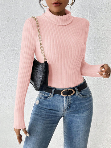 Turtleneck Ribbed Knit Spring Women Bodysuit Turtleneck Ribbed Knit Spring Women Bodysuit
