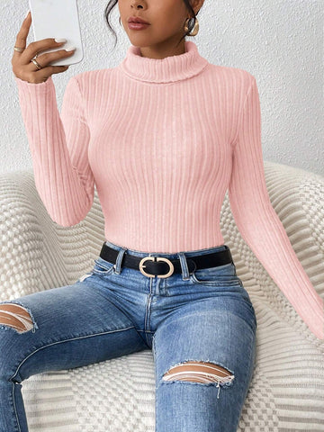 Turtleneck Ribbed Knit Spring Women Bodysuit Turtleneck Ribbed Knit Spring Women Bodysuit