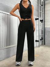 Women'S Solid Colored Vest And Long Pants Set