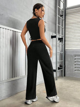 Women'S Solid Colored Vest And Long Pants Set