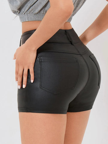 PETITE Women's Solid Color Slim Fit Shorts, Spring & Summer PETITE Women's Solid Color Slim Fit Shorts, Spring & Summer