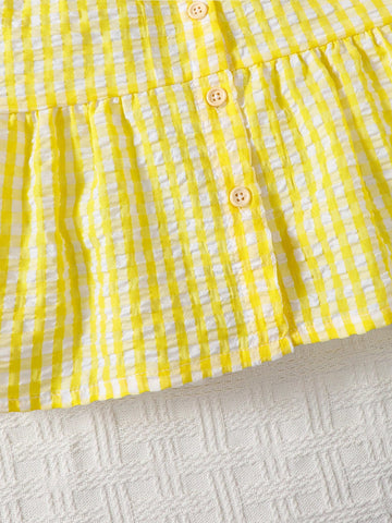 Young Girl Elegant Sweet Pink Gingham Collar Sleeveless A-Line Dress Young Girl Elegant Sweet Pink Gingham Collar Sleeveless A-Line Dress