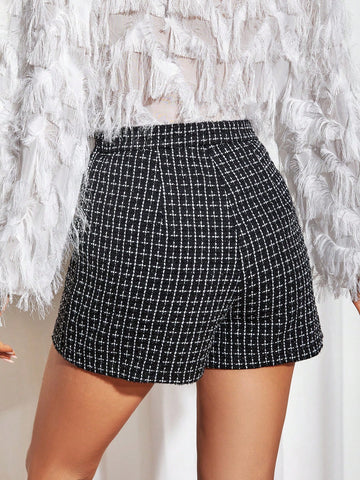 Button Detail Tweed Shorts Button Detail Tweed Shorts