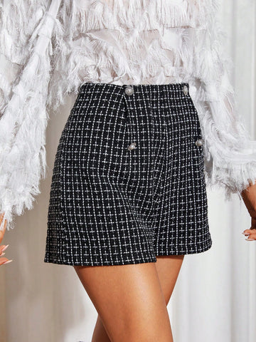 Button Detail Tweed Shorts Button Detail Tweed Shorts