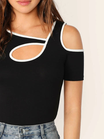 Contrast Binding Cutout Tee Contrast Binding Cutout Tee