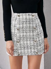 Privé Double Breasted Button Detail Tweed Skirt