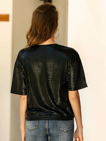 Drop Shoulder Crocodile Embossed Tee Drop Shoulder Crocodile Embossed Tee
