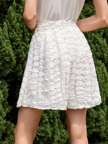 Privé Elegant 3D Embroidered Lace Shorts, Summer Privé Elegant 3D Embroidered Lace Shorts, Summer