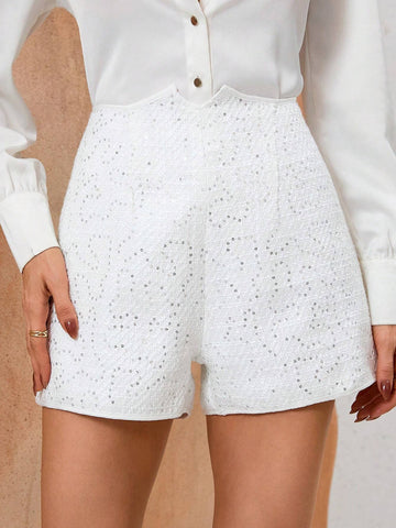 Privé Exquisite Designed Beaded Shorts With High Waistband For Summer Privé Exquisite Designed Beaded Shorts With High Waistband For Summer