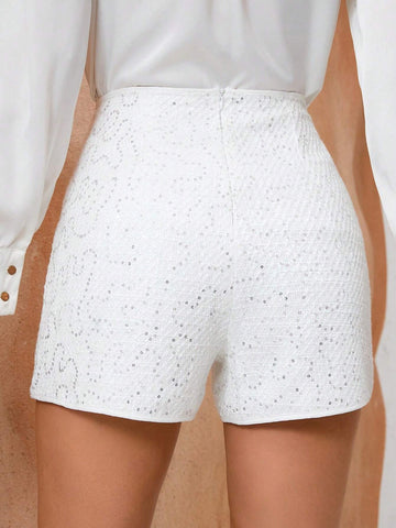 Privé Exquisite Designed Beaded Shorts With High Waistband For Summer Privé Exquisite Designed Beaded Shorts With High Waistband For Summer