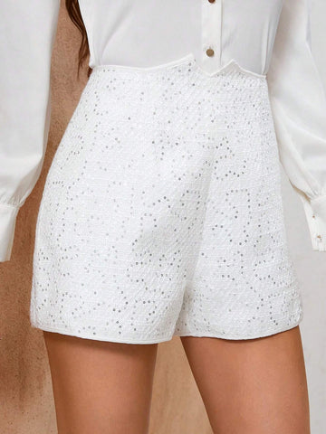 Privé Exquisite Designed Beaded Shorts With High Waistband For Summer Privé Exquisite Designed Beaded Shorts With High Waistband For Summer