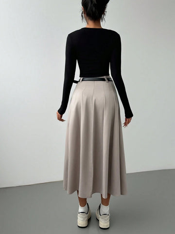 Privé Spring & Autumn New High Waist A-Line Knee-Length Pleated Skirt Maxi Women Outfit Privé Spring & Autumn New High Waist A-Line Knee-Length Pleated Skirt Maxi Women Outfit