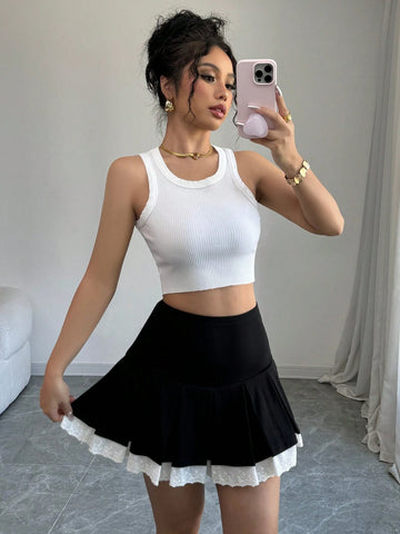 Privé Stylish Slimming Sexy Lace Patchwork Mini Shorts Privé Stylish Slimming Sexy Lace Patchwork Mini Shorts