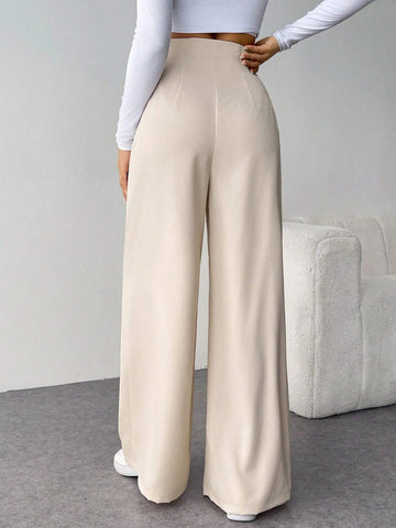 Privé Women's Casual & Chic High Waisted Wide Leg Textured Pants For Back To School & Work Privé Women's Casual & Chic High Waisted Wide Leg Textured Pants For Back To School & Work