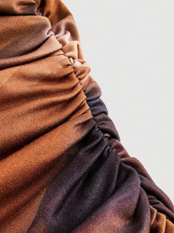 Women's Round Neck Long Sleeve Tie Dye Pattern Bodysuit, Casual Everyday Wear Women's Round Neck Long Sleeve Tie Dye Pattern Bodysuit, Casual Everyday Wear