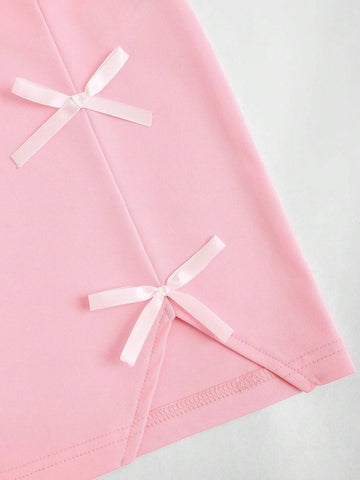 Women Butterfly Bow Decoration Halter Neck Tie Crop Top And Skirt Set Women Butterfly Bow Decoration Halter Neck Tie Crop Top And Skirt Set