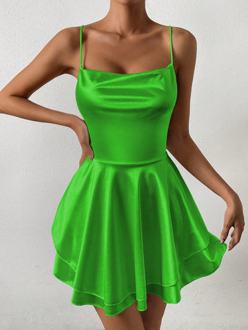 1pc Solid Color Casual Sleeveless Dress, Simple And Fashionable For Everyday Wear 1pc Solid Color Casual Sleeveless Dress, Simple And Fashionable For Everyday Wear