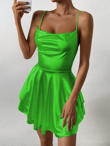 1pc Solid Color Casual Sleeveless Dress, Simple And Fashionable For Everyday Wear 1pc Solid Color Casual Sleeveless Dress, Simple And Fashionable For Everyday Wear