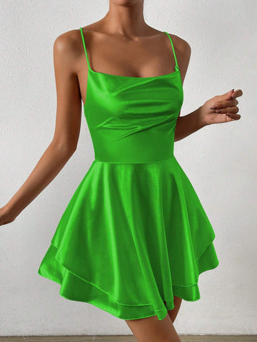 1pc Solid Color Casual Sleeveless Dress, Simple And Fashionable For Everyday Wear 1pc Solid Color Casual Sleeveless Dress, Simple And Fashionable For Everyday Wear