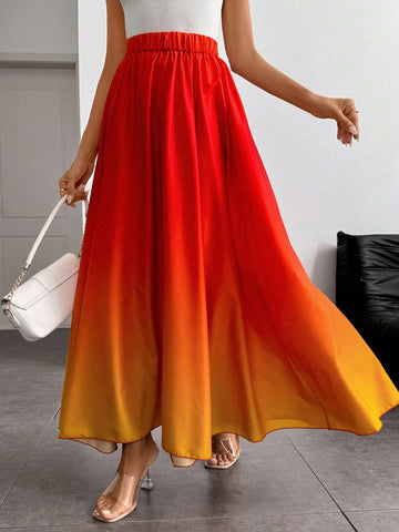 Raffinéa Women Elegant Minimalist Ombre A-Line Casual Vacation Skirt Raffinéa Women Elegant Minimalist Ombre A-Line Casual Vacation Skirt