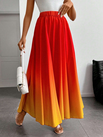 Raffinéa Women Elegant Minimalist Ombre A-Line Casual Vacation Skirt Raffinéa Women Elegant Minimalist Ombre A-Line Casual Vacation Skirt