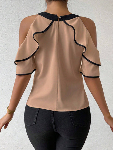 Raffinéa Women's Tie Shoulder Fitted Casual Elegant Blouse Raffinéa Women's Tie Shoulder Fitted Casual Elegant Blouse