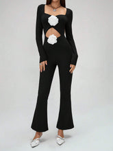 Floral Knitted Elegant Wrap Jumpsuit For Women, Romantic Party