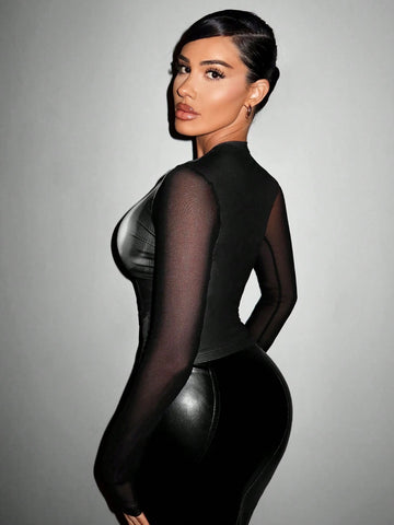 Body Morph Figure Graphic Contrast Mesh Teenew Party Outfit Sexy Outfit Sexy Outfits Club Long Body Morph Figure Graphic Contrast Mesh Teenew Party Outfit Sexy Outfit Sexy Outfits Club Long