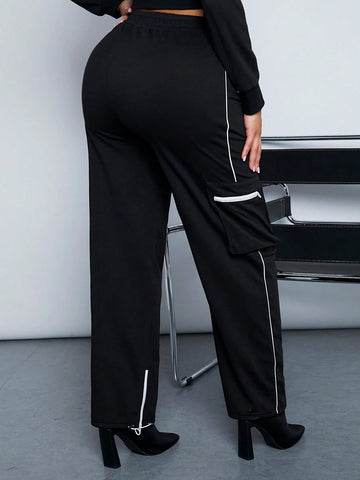 SXY Clubwear Sexy Patchwork Black & White Utility Jogger Pants For Women SXY Clubwear Sexy Patchwork Black & White Utility Jogger Pants For Women